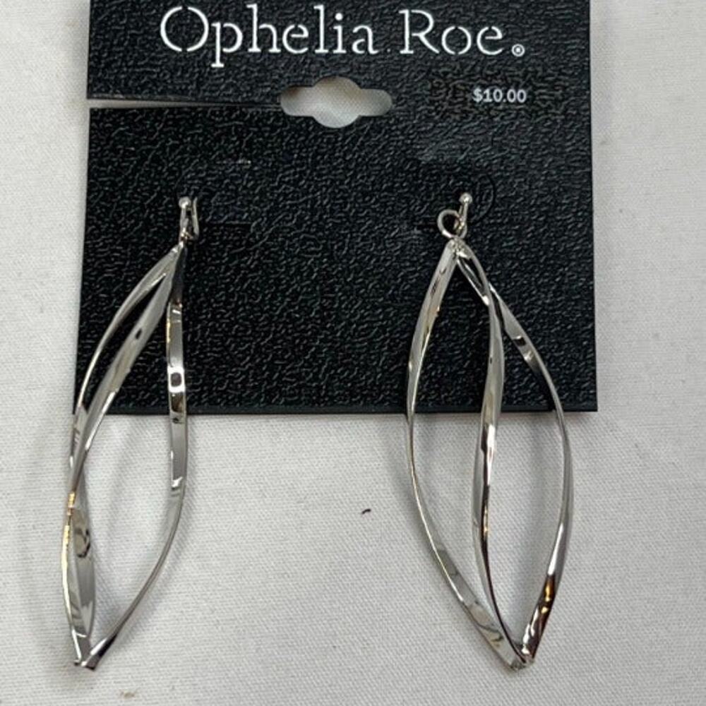 Ophelia Roe silver tone spiral tear drop earrings